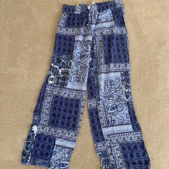 Artisan Ny Pants - Blue White Handkerchief Patterned Pants Medium